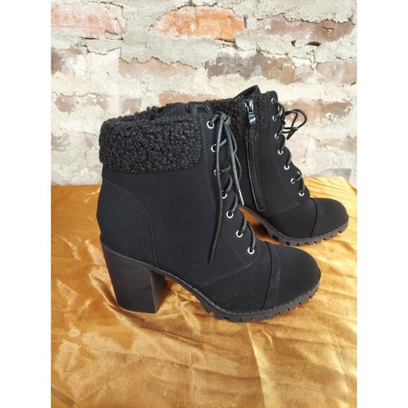 Top Moda Faux Suede Heeled Boots Womens Shoe Size 8.5 Black E - Picture 1 of 6